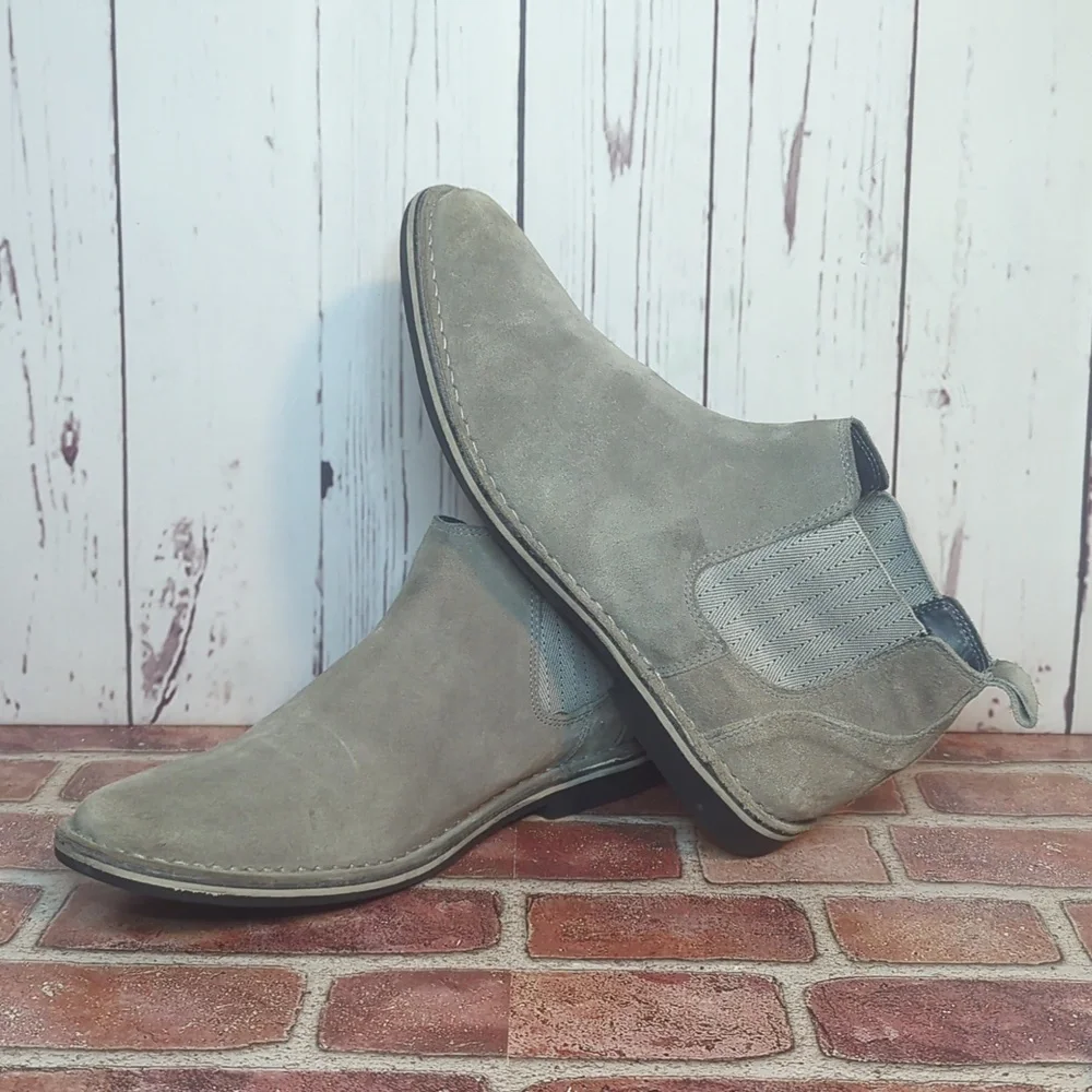 Steve‎ Madden Mens Grey Sand Suede Intuit Leather Chelsea Boot Size 12